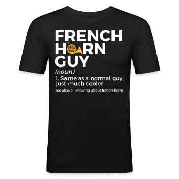 Waldhorn Musiker - Männer Slim Fit T-Shirt - Schwarz - Vorne - Nik (191cm)
