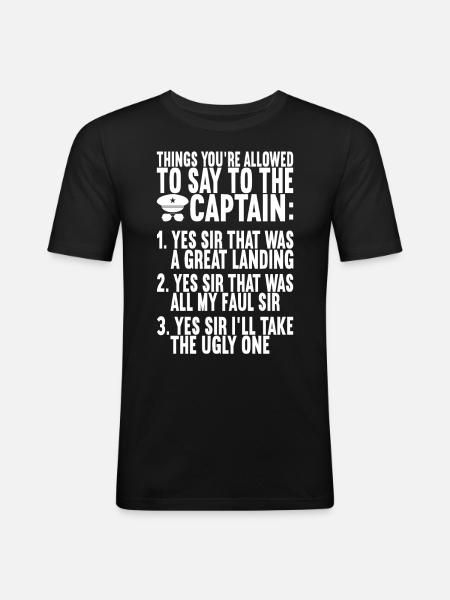 Pilot Flugzeug - Männer Slim Fit T-Shirt - Schwarz