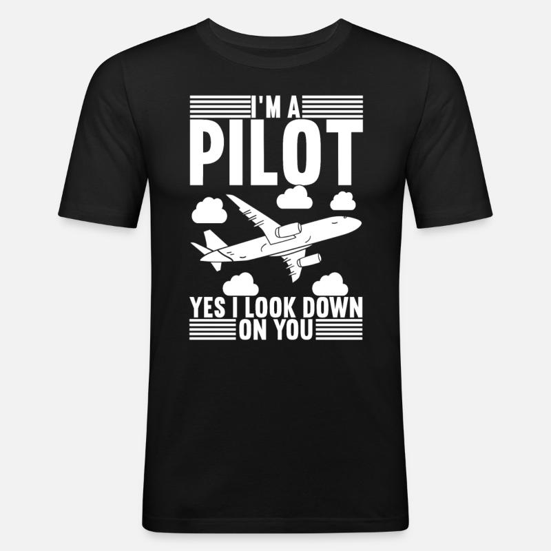 Pilot Flugzeug - Männer Slim Fit T-Shirt - Schwarz