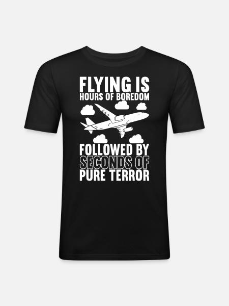 Pilot Flugzeug - Männer Slim Fit T-Shirt - Schwarz