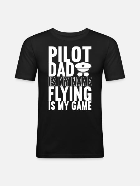 Pilot Flugzeug - Männer Slim Fit T-Shirt - Schwarz