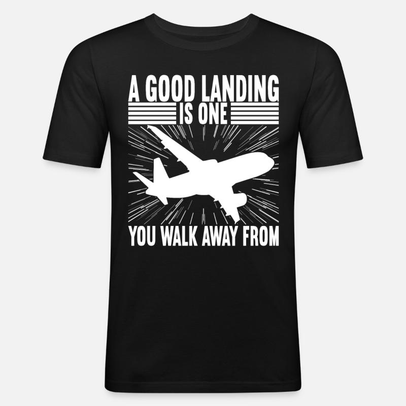 Pilot Flugzeug - Männer Slim Fit T-Shirt - Schwarz