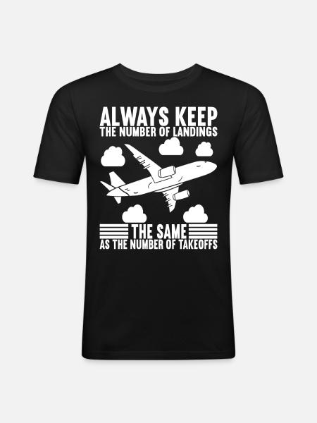 Pilot Flugzeug - Männer Slim Fit T-Shirt - Schwarz
