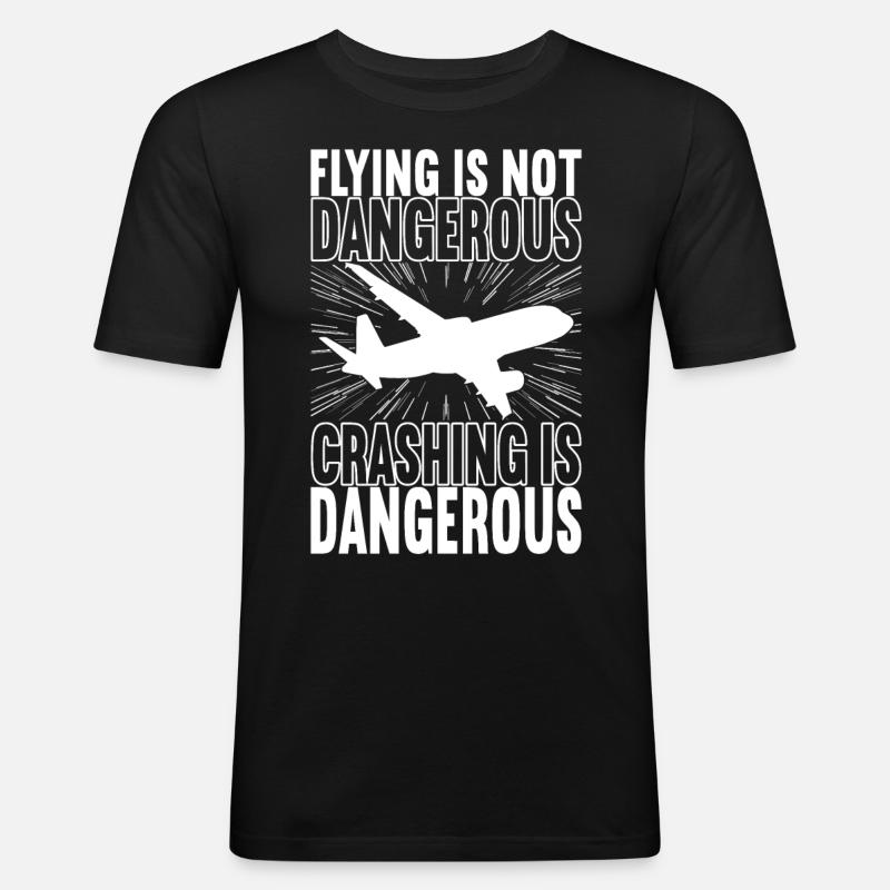 Pilot Flugzeug - Männer Slim Fit T-Shirt - Schwarz