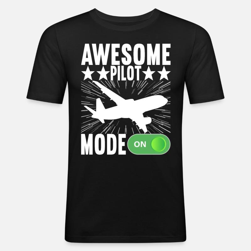 Pilot Flugzeug - Männer Slim Fit T-Shirt - Schwarz