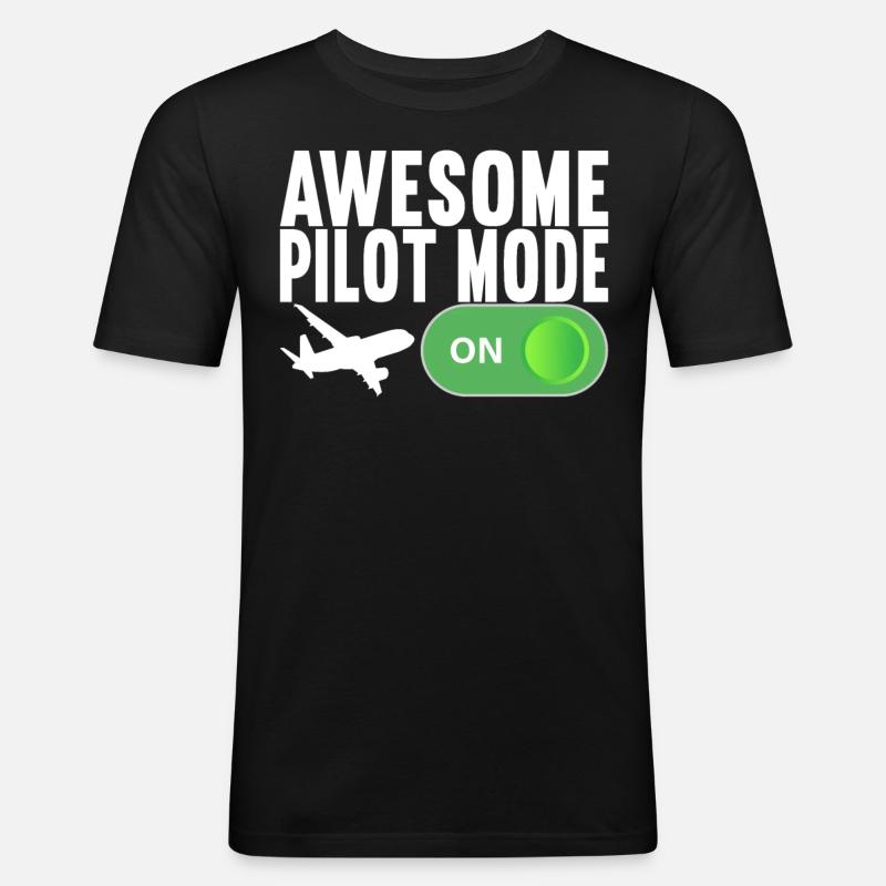 Pilot Flugzeug - Männer Slim Fit T-Shirt - Schwarz
