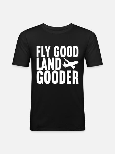 Pilot Flugzeug - Männer Slim Fit T-Shirt - Schwarz