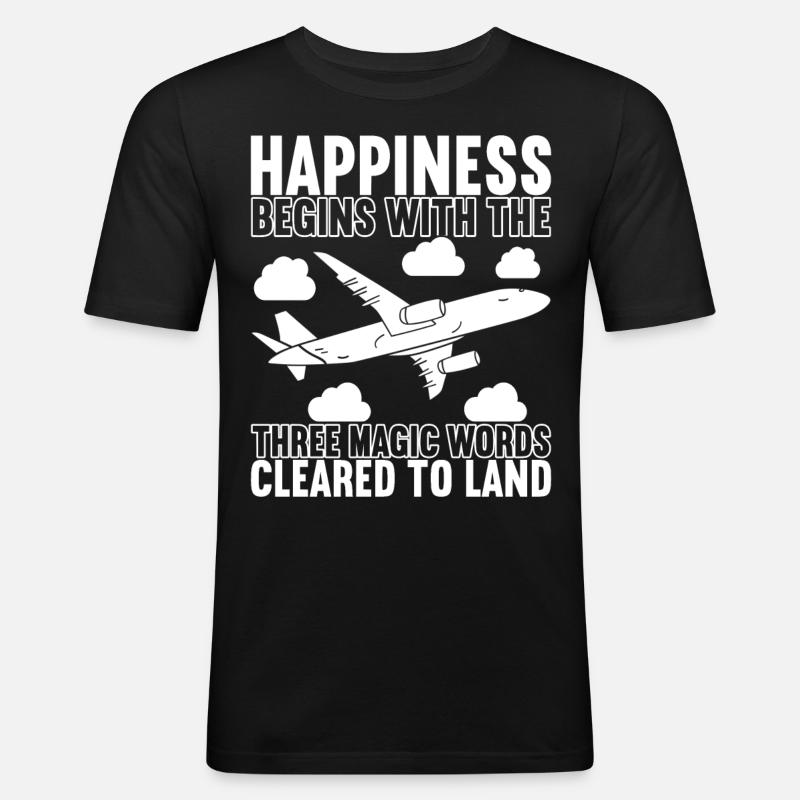 Pilot Flugzeug - Männer Slim Fit T-Shirt - Schwarz