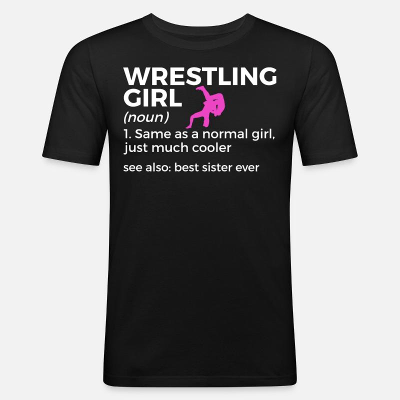 Wrestling - Männer Slim Fit T-Shirt - Schwarz