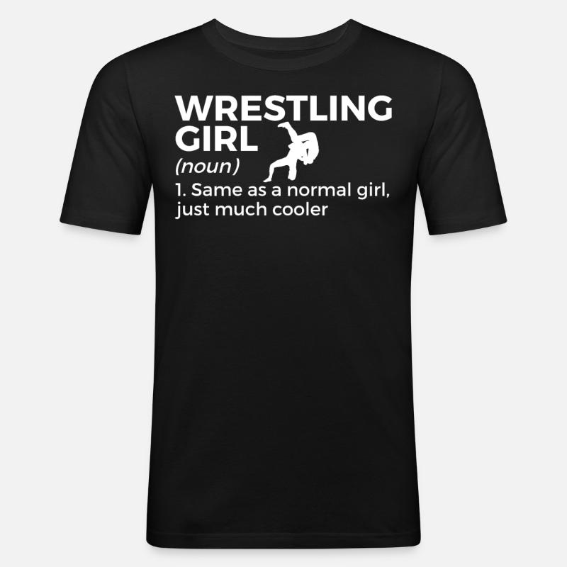 Wrestling - Männer Slim Fit T-Shirt - Schwarz