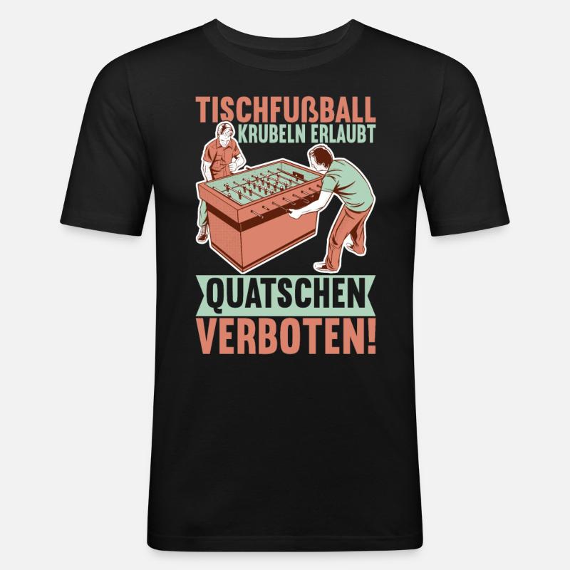 Tischfussball Tischkicker - Männer Slim Fit T-Shirt - Schwarz