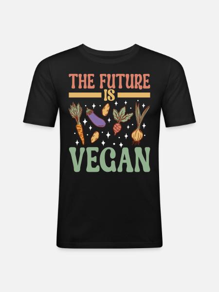 Vegan Vegetarian - Men's Slim Fit T-Shirt - black