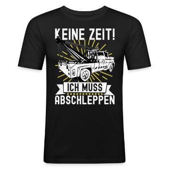 Abschleppwagen Abschleppdienst - Männer Slim Fit T-Shirt - Schwarz - Vorne - Nik (191cm)