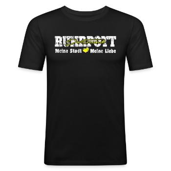 Ruhrpott Dortmund Meine Stadt meine Liebe Herz - Männer Slim Fit T-Shirt - Schwarz - Vorne - Nik (191cm)