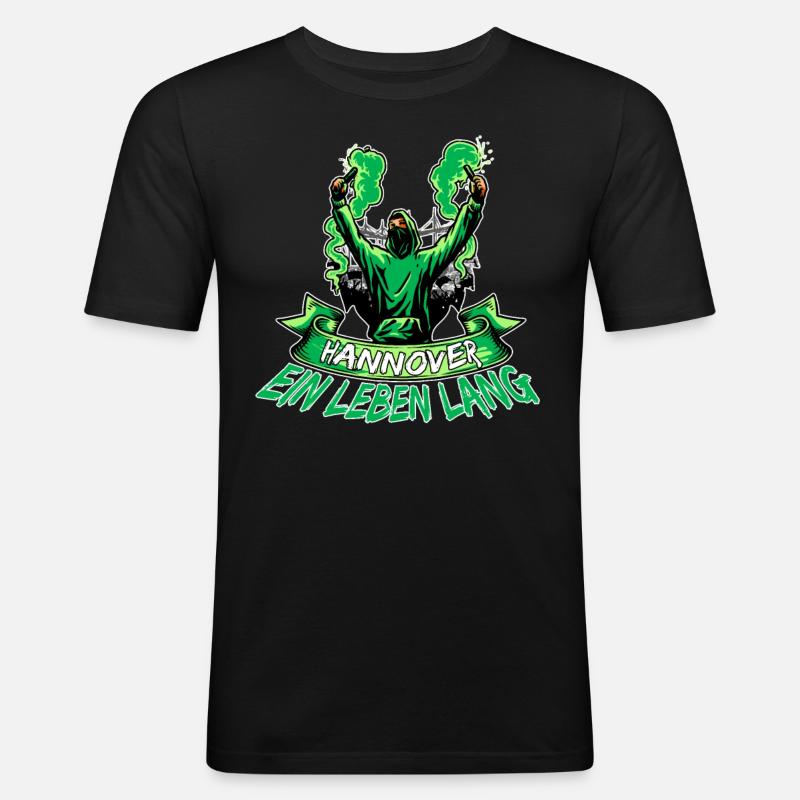 Hannover ein Leben lang - Männer Slim Fit T-Shirt - Schwarz
