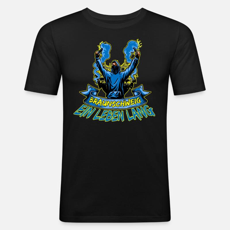 Braunschweig ein Leben lang - Männer Slim Fit T-Shirt - Schwarz