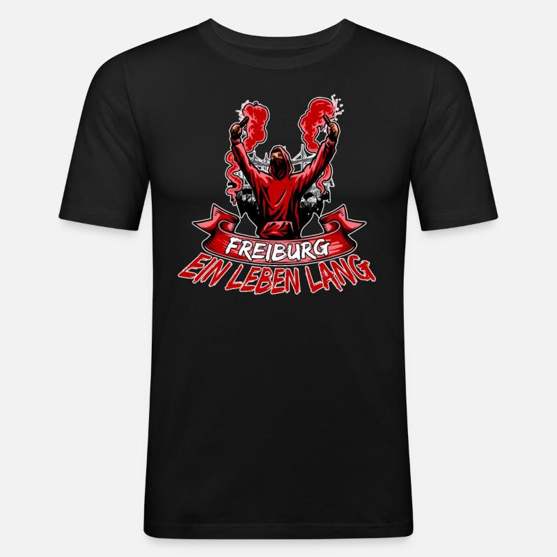Freiburg ein Leben lang - Männer Slim Fit T-Shirt - Schwarz