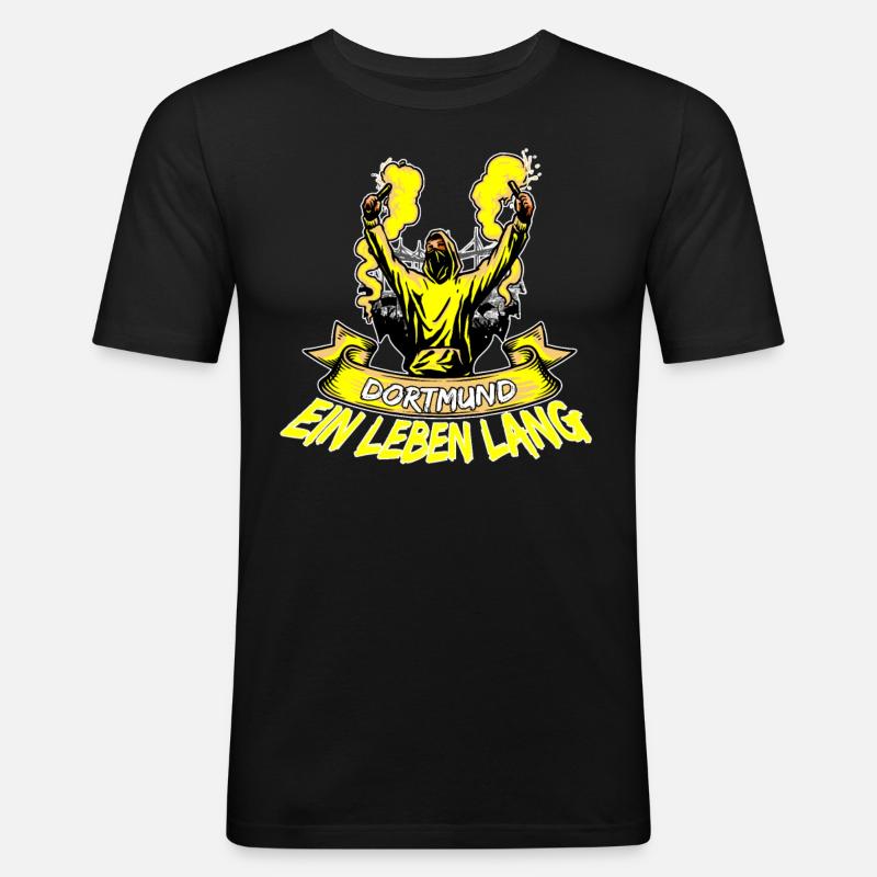 Dortmund ein Leben lang - Männer Slim Fit T-Shirt - Schwarz