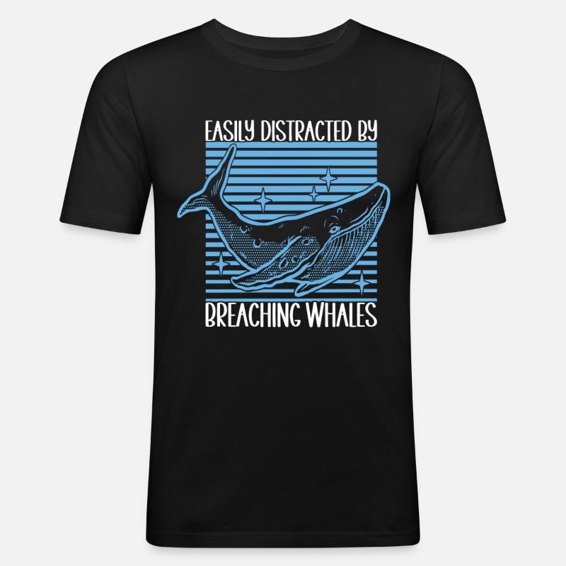 Wale Walbeobachter - Männer Slim Fit T-Shirt - Schwarz