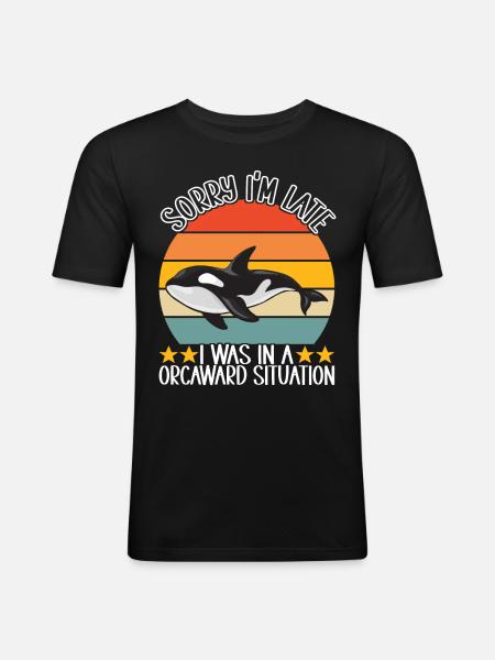 Whale Whale Watching Orca - Men's Slim Fit T-Shirt - black