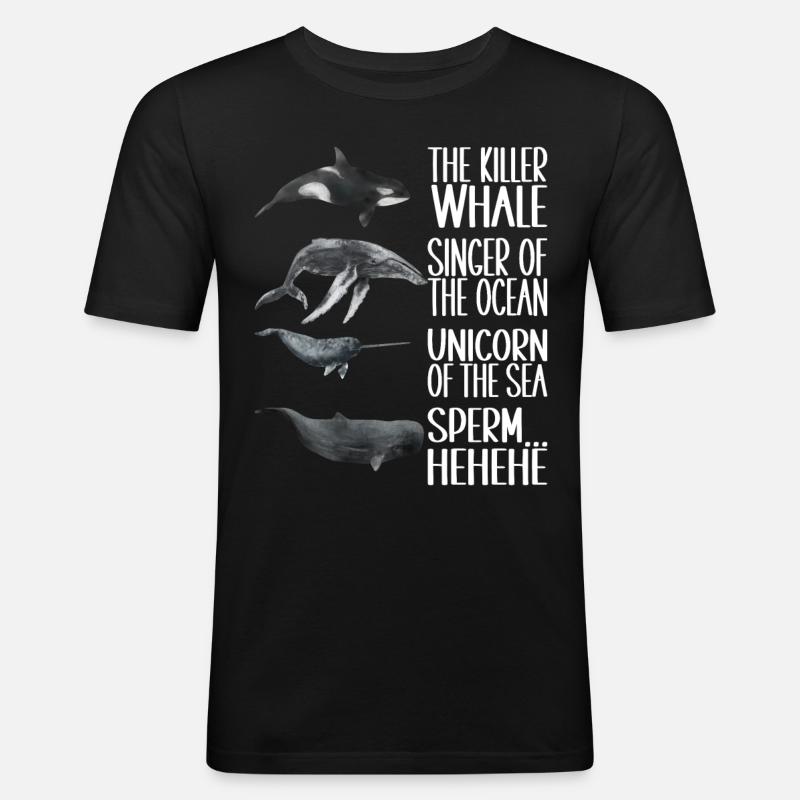 Wale Walbeobachter - Männer Slim Fit T-Shirt - Schwarz