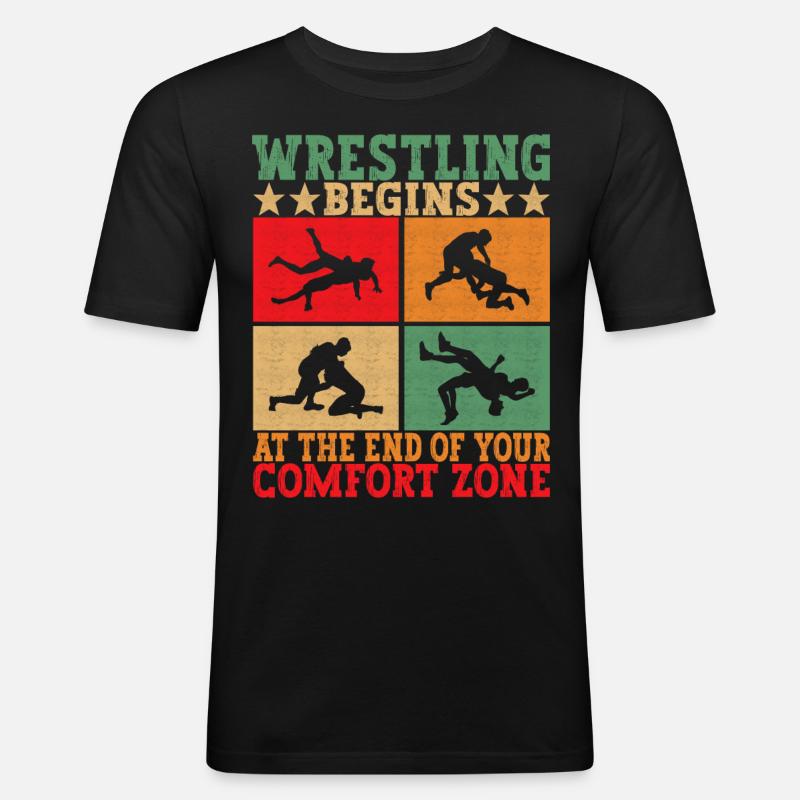 Wrestling Ringen Ringer - Männer Slim Fit T-Shirt - Schwarz