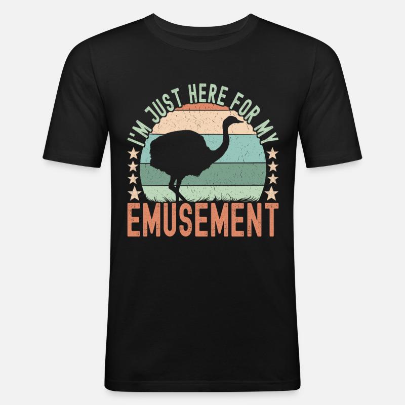 Emu Strauß - Männer Slim Fit T-Shirt - Schwarz