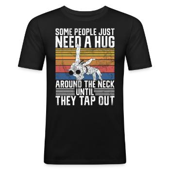 Jiu Jitsu Arts Martiaux Kung Fu & Karaté Jiu Jitsu - T-shirt près du corps Homme - noir - Devant - Nik (191cm)