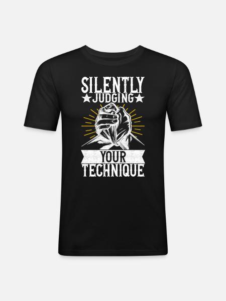 Bras de fer - T-shirt près du corps Homme - noir