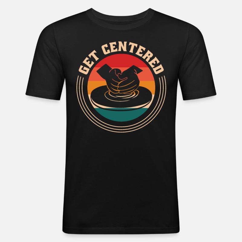 Get Centered - Männer Slim Fit T-Shirt - Schwarz