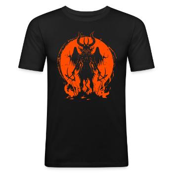 Baphomet Dämon Satanische Illustration Satanist - Männer Slim Fit T-Shirt - Schwarz - Vorne - Nik (191cm)