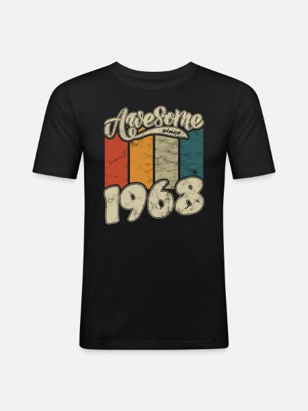 1968 Birthday Awesome since Retro - Men's Slim Fit T-Shirt - black
