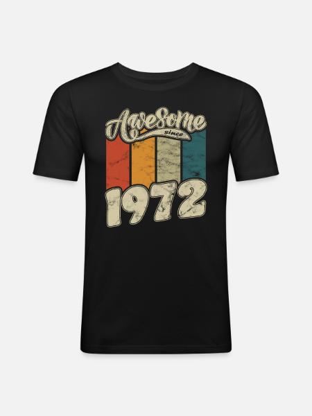 1972 Birthday Awesome since Retro - Men's Slim Fit T-Shirt - black