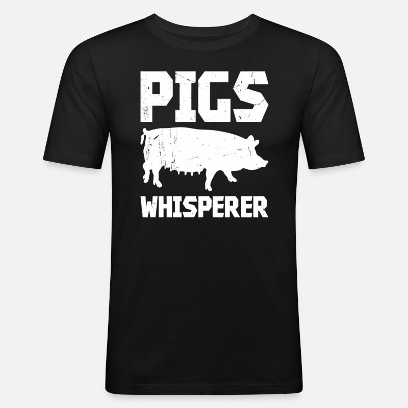 Pig Whisperer - Männer Slim Fit T-Shirt - Schwarz