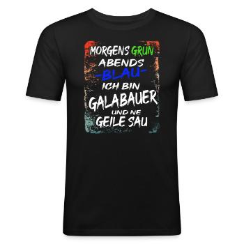 Galabauer Gartenbau Landschaftsgärtner - Männer Slim Fit T-Shirt - Schwarz - Vorne - Nik (191cm)