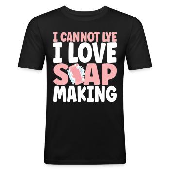 Savonnier fabrication de savon - T-shirt près du corps Homme - noir - Devant - Nik (191cm)