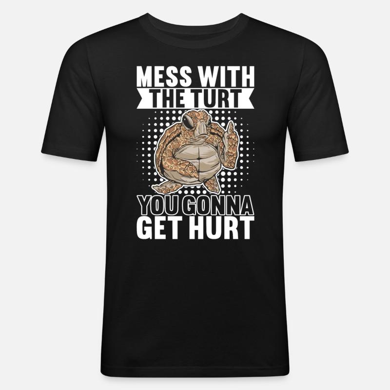 Angry Turtle - Männer Slim Fit T-Shirt - Schwarz