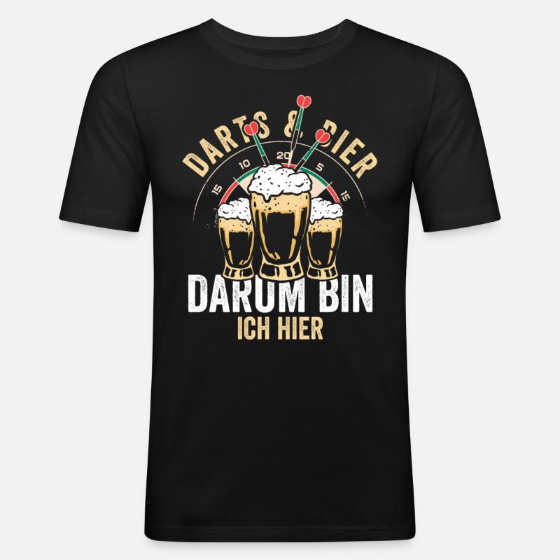 Darts & Bier Darten - Männer Slim Fit T-Shirt - Schwarz