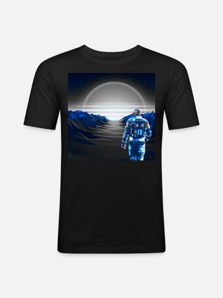 Cyber Sunset gray blue - Futuristic - Men's Slim Fit T-Shirt - black