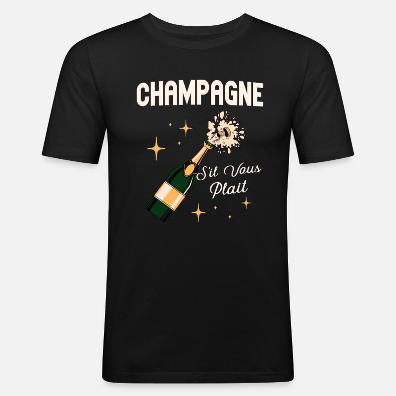 S'il Vous Plait Drinker - Men's Slim Fit T-Shirt - black