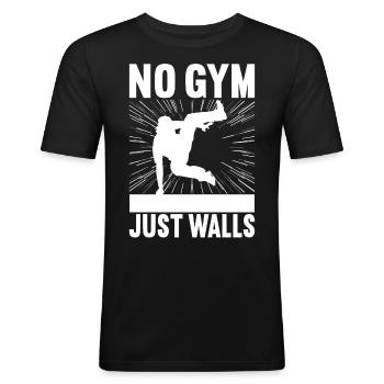 Parkour Freerunning - Men's Slim Fit T-Shirt - black - Front - Nik (191cm)
