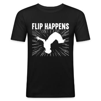 Parkour Freerunning - Men's Slim Fit T-Shirt - black - Front - Nik (191cm)