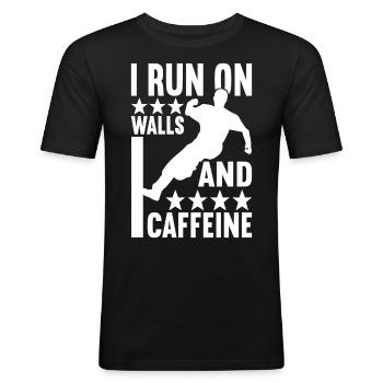 Parkour Freerunning - Men's Slim Fit T-Shirt - black - Front - Nik (191cm)