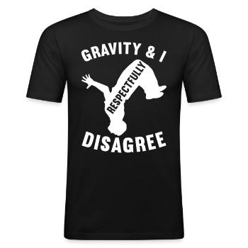 Parkour Freerunning - Men's Slim Fit T-Shirt - black - Front - Nik (191cm)