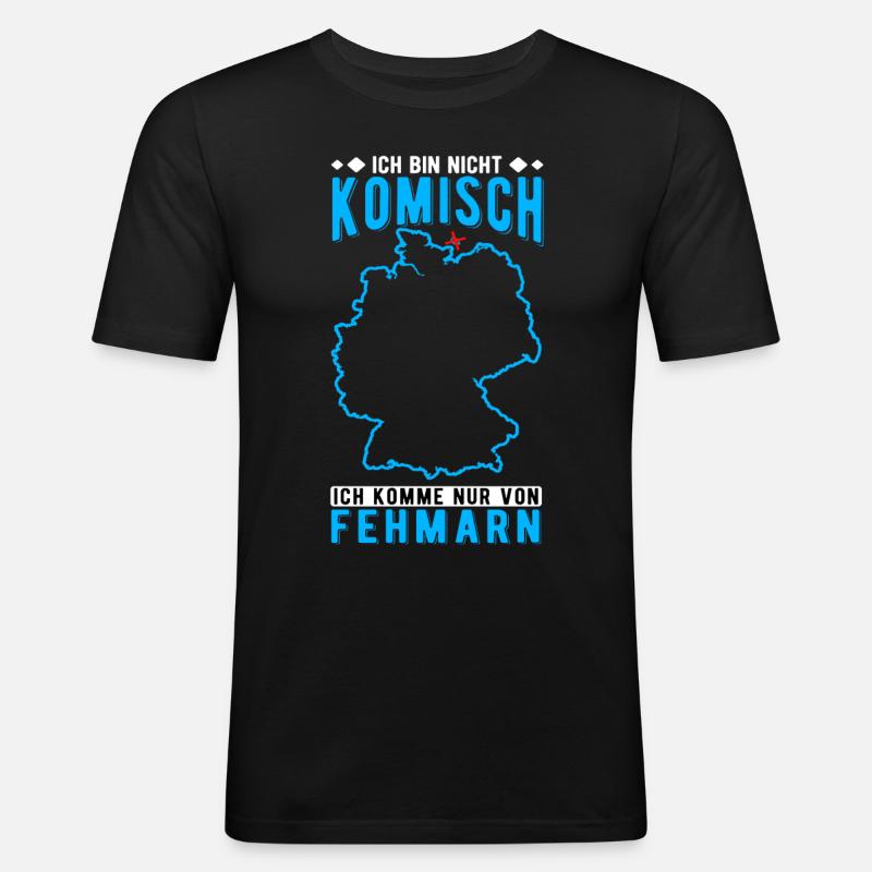 Fehmarn Souvenir - Männer Slim Fit T-Shirt - Schwarz