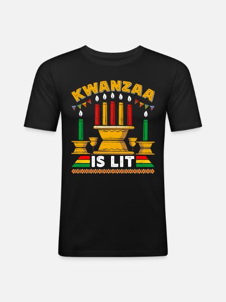 Kwanzaa history Month - Männer Slim Fit T-Shirt - Schwarz