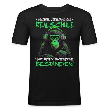 Realschule bestanden - Schulabschluss - Männer Slim Fit T-Shirt - Schwarz - Vorne - Nik (191cm)