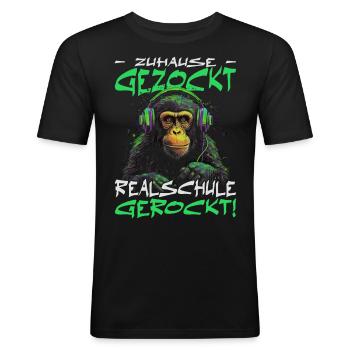 Realschule bestanden - Schulabschluss - Männer Slim Fit T-Shirt - Schwarz - Vorne - Nik (191cm)