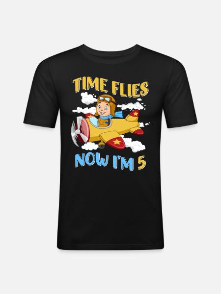Now i'm 5 - Männer Slim Fit T-Shirt - Schwarz