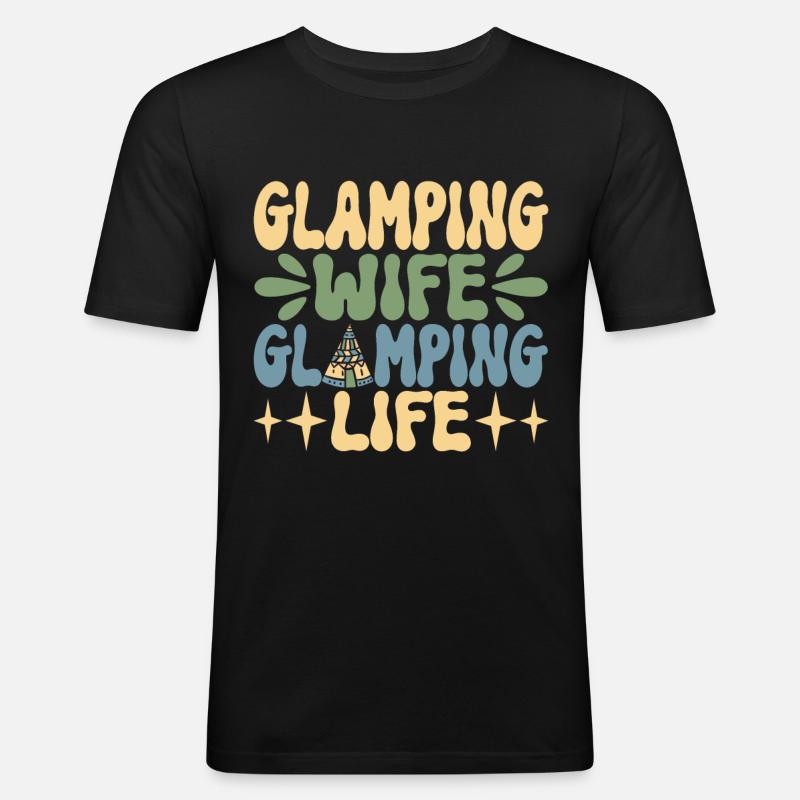Glamping Glamper - Männer Slim Fit T-Shirt - Schwarz